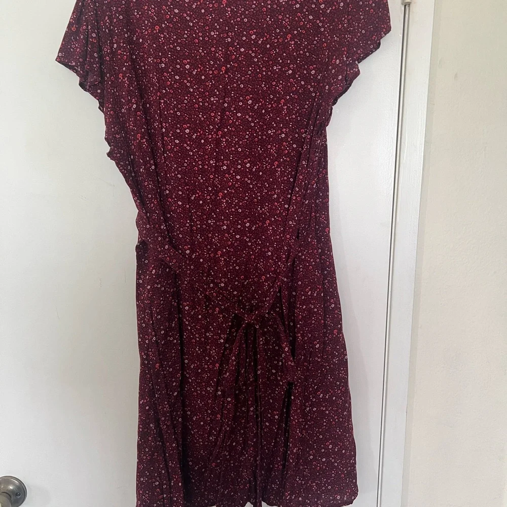 Aerie Burgundy Floral Mini Dress - Picture 2 of 3